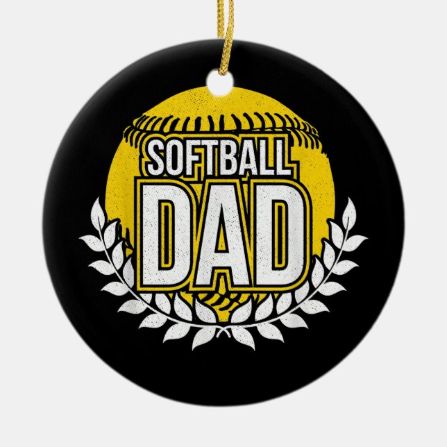 Mens Softball Dad  Ceramic Ornament (Front)