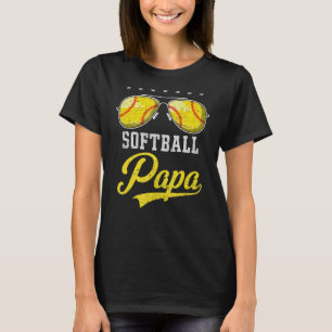 Mens Softball Papa Proud Grandpa Of Softball Playe T-Shirt
