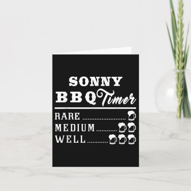 Mens Sonny Bbq Timer Beer Drinking Funny Grilling  Card (Front)