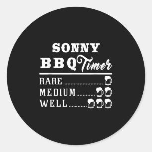 Mens Sonny Bbq Timer Beer Drinking Funny Grilling Classic Round Sticker