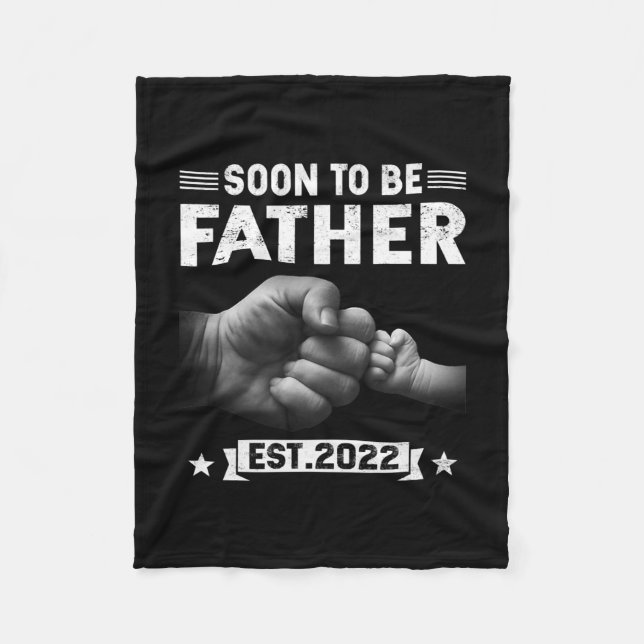 Mens Soon To Be Father Est 2022 Retro First Dad  Fleece Blanket (Front)