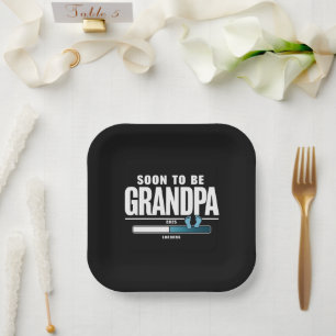 Mens Soon To Be Grandpa EST. 2025 New Grandpa  Paper Plate