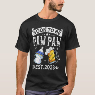 Mens  Soon To Be Paw Paw 2023 Vintage Retro New Da T-Shirt