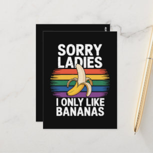 Mens Sorry Girl I Like Bananas Funny Postcard
