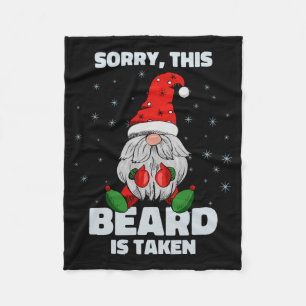 Mens Sorry This Beard Is Taken Christmas Gnome Bea Fleece Blanket