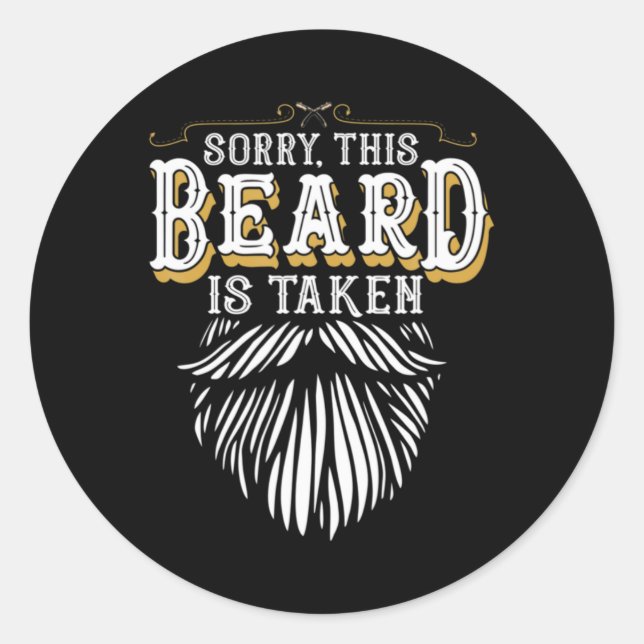 Mens Sorry This Beard Is Taken Country Retro Valen Classic Round Sticker (Front)