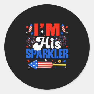 Mens sparkler usa couples matching couple 4th of classic round sticker