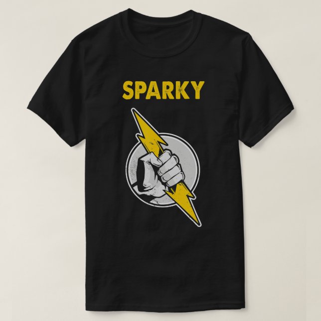 Mens Sparky Electrician Hand Lightning  T-Shirt (Design Front)