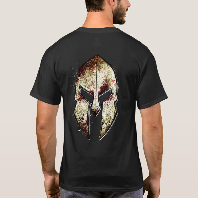 Mens Spartan Helmet Greek Gladiator Warrior I Leon T-Shirt (Back)