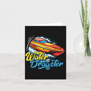 Mens speedboat racing motor boating funny tow boat card