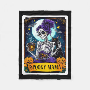 Mens Spooky Mama Tarot Card Halloween Mom Skull Fleece Blanket