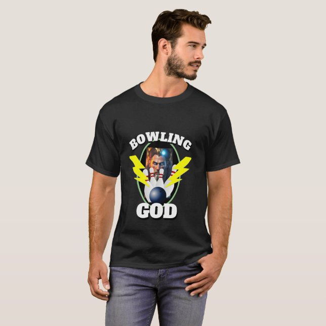 Mens Sports Bowling Shirt BOWLING GOD (Front Full)