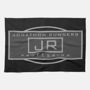 Men's Sporty Geometric Dark Greys & Black  Kitchen Towel