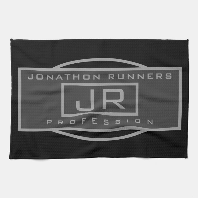 Men's Sporty Geometric Dark Greys & Black  Kitchen Towel (Horizontal)