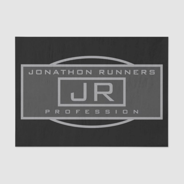 Men's Sporty Geometric Dark Greys & Black  Tissue Paper (Front)