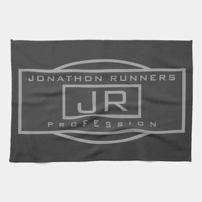 Men's Sporty Geometric Grey & Dark Greys Kitchen Towel (Horizontal)