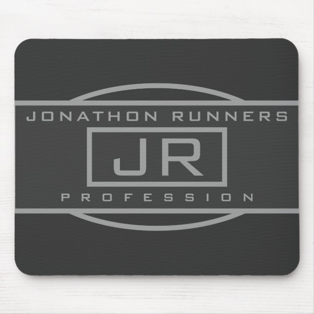 Men's Sporty Geometric Grey & Dark Greys Mouse Pad (Front)