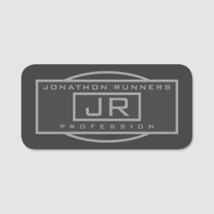 Men's Sporty Geometric Grey & Dark Greys Name Tag