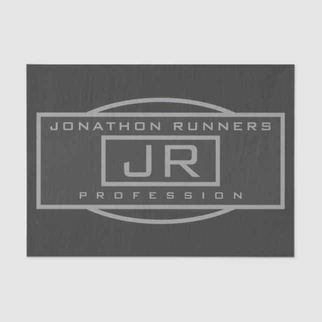 Men's Sporty Geometric Grey & Dark Greys Tissue Paper (Front)