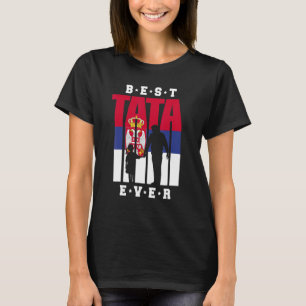 Mens Srbija Tata And Girl Serbia Flag Serbian Dad  T-Shirt