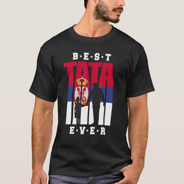 Mens Srbija Tata And Girl Serbia Flag Serbian Dad  T-Shirt (Front)