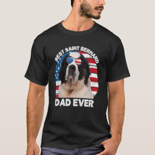 Mens St Bernard Dad American Flag Saint Bernard Do T-Shirt
