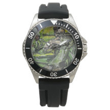 Men's Stainless Steel Black Rubber Strap Watch