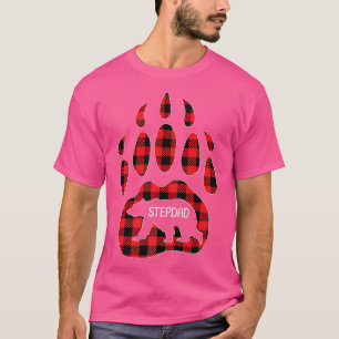 Mens Stepdad Bear Red Plaid Buffalo Stepdad Matchi T-Shirt