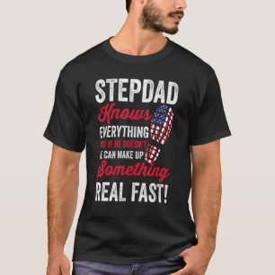 Mens Stepdad No Matter Hard Life Gets American Fla T-Shirt