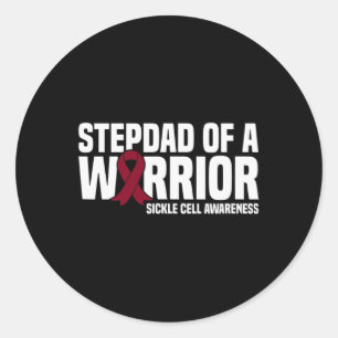 Mens Stepdad of a Warrior Sickle Cell Awareness  Classic Round Sticker
