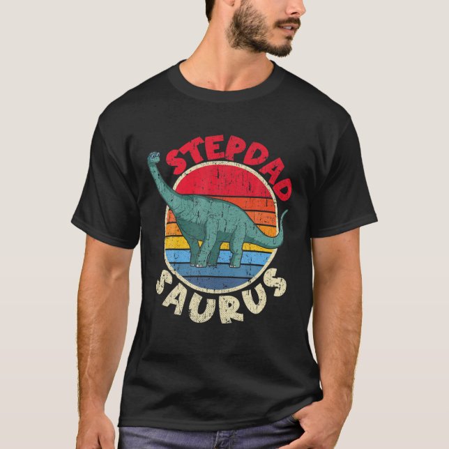 Mens Stepdad Saurus I Brachiosaurus Diplodocus I F T-Shirt (Front)