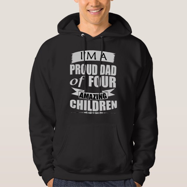 Mens Storecastle Proud Dad Of Four Children Father Hoodie (Front)