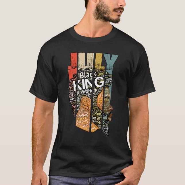 Mens Strong Black King  American Zodiac Leo Natura T-Shirt (Front)
