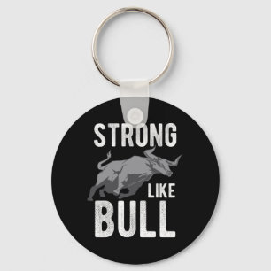 Mens Strong Like A Bull Powerlifting Bodybuilding Keychain
