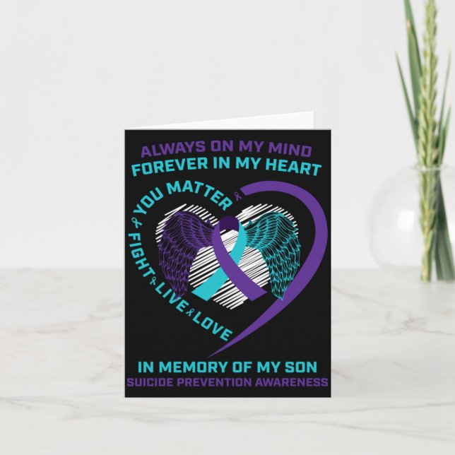 Mens Suicide Awareness In Memory Of Son Matter Card (Front)