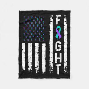 Mens Suicide Prevention Flag Fight Mental Health Fleece Blanket