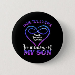 Mens Suicide Prevention Teal Purple In Memory Of 2 Inch Round Button