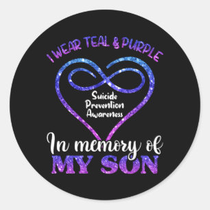 Mens Suicide Prevention Teal Purple In Memory Of Classic Round Sticker