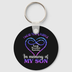Mens Suicide Prevention Teal Purple In Memory Of Keychain