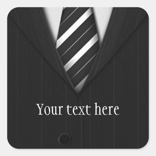 Men's Suit Closeup Customizable Square Sticker (Front)