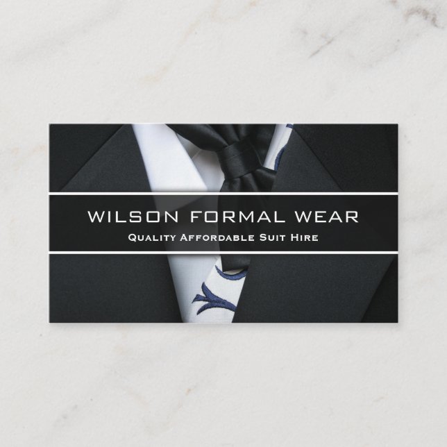 Mens Suit Formal Wear, Photo Business Card (Front)