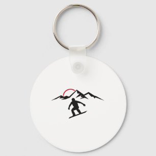 Mens Sunset Snowboarding Keychain