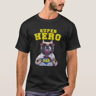 Mens Superhero Dad Pitbull Dog Funny Father s Day T-Shirt
