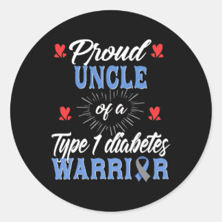 Mens T1D Proud Uncle Diabetes Awareness Type 1 Ins Classic Round Sticker