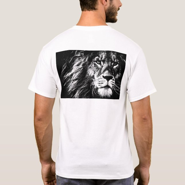 Men's T-Shirt Lion Face Back Side Print Template (Back)