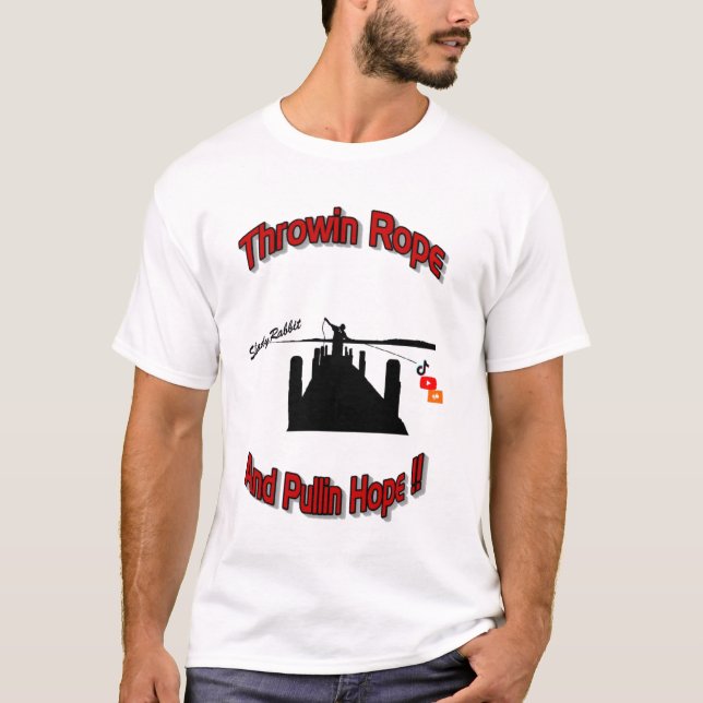 Mens T-Shirt magnet Fishing Throwin Rope Slogan (Front)