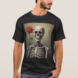 Mens T-shirt - Skeleton Portrait with Rose