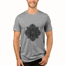 Men's t-shirt with geometric gray & black mandala