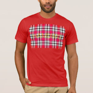 Men's T-shirt with Red Plaid Design. HAMbWG