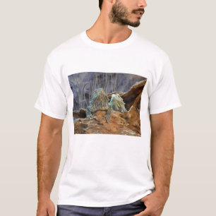 Mens T Shirt with two curious lizards